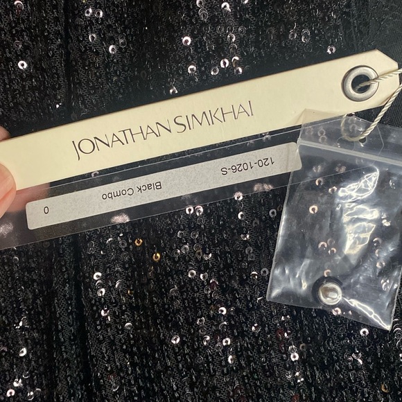 Jonathan Simkhai Black Sequined Plunge Lace Draped Gown NWT - Picture 11 of 14